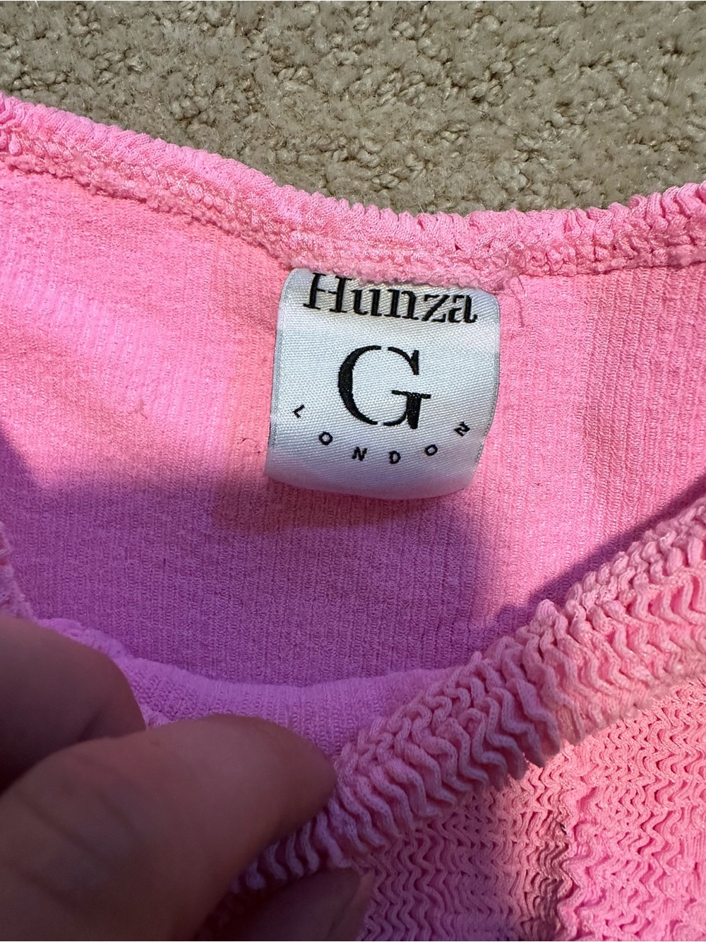 Hunza G Pink One-Shoulder Ribbed Bikini Set - Picture 3 of 8